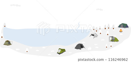 Illustration of a winter campsite 116246962