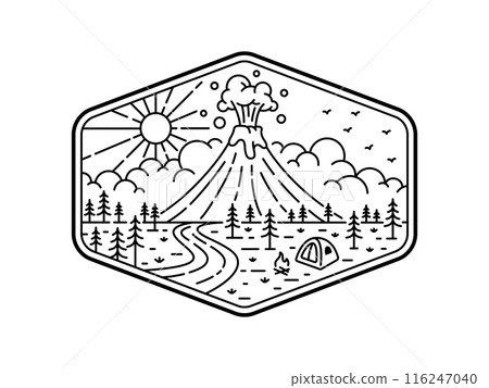 natural scenery in the frame line art illustration natural scenery in the frame line art illustration 116247040