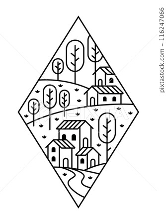 beautiful nature line art illustration vector 116247066