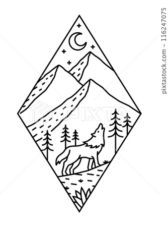 beautiful nature line art illustration vector 116247075