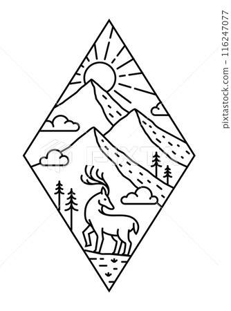 beautiful nature line art illustration vector 116247077