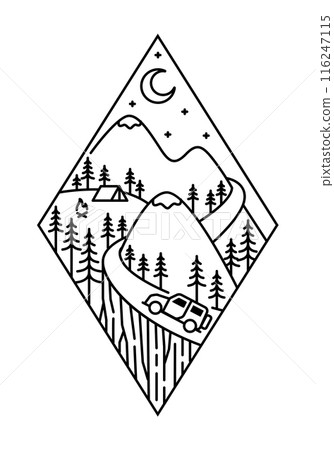 beautiful nature line art illustration vector 116247115
