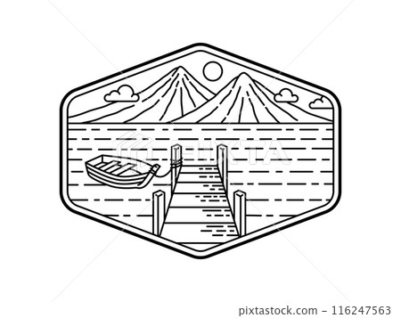 natural scenery in the frame line art illustration 116247563