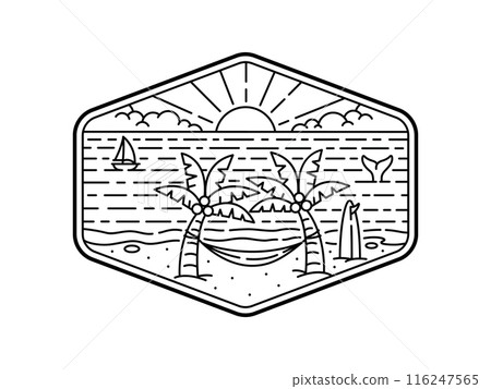 natural scenery in the frame line art illustration 116247565
