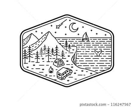 natural scenery in the frame line art illustration 116247567