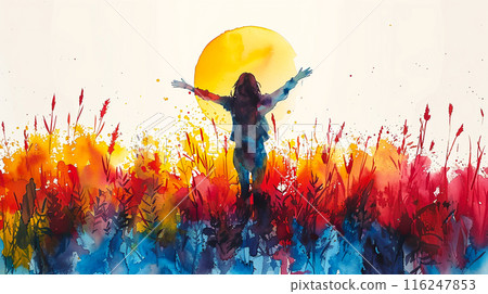 Vibrant National Campaign Brand Awareness in Flat Design - Watercolor Illustration Front View Concept Vibrant National Campaign Brand Awareness in Flat Design - Watercolor Illustration Front View Concept 116247853