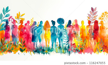 Vibrant National Campaign Brand Awareness Concept in Flat Design Watercolor Style - Front View Vibrant National Campaign Brand Awareness Concept in Flat Design Watercolor Style - Front View 116247855
