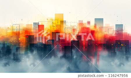 Vibrant Brand Positioning in Tech Industry: Flat Design Side View with Watercolor Touch in Complementary Colors Scheme 116247956
