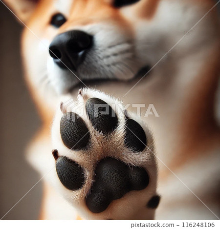 柴犬展示它的爪子 柴犬展示它的爪子 116248106