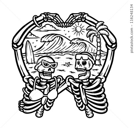 couple of skulls love the beach 116248134