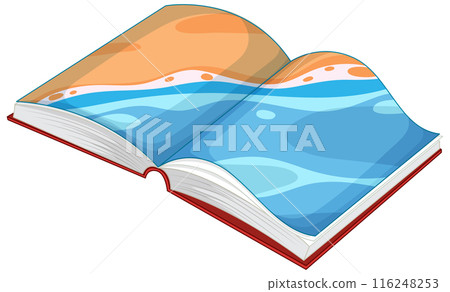 Open Book with Ocean Waves 116248253