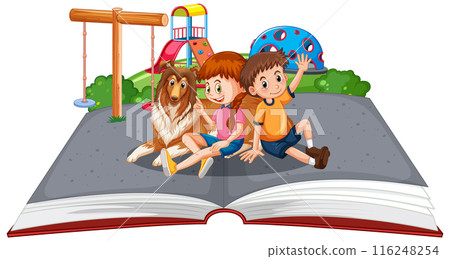 Children Playing in Open Book 116248254
