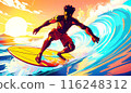 A person surfing in a tropical country 116248312