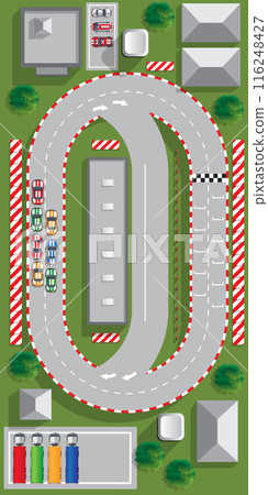 Race track. View from above. Vector illustration. Race track. View from above. Vector illustration. 116248427