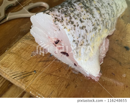 Cutting freshwater predatory fish pike 116248655