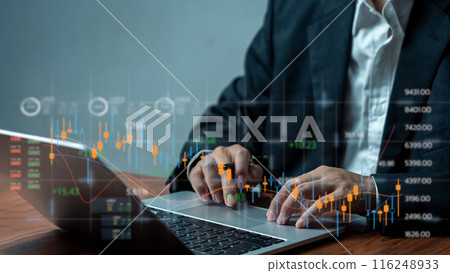 Investment finance or stock business graph. Data analysis concept economic growth chart. 116248933