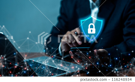 Cybersecurity protects against password or internet access theft. Hackers or viruses that gain access to personal data protect against network attacks. Cybersecurity protects against password or internet access theft. Hackers or viruses that gain access to personal data protect against network attacks. 116248934