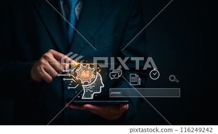 digital technology artificial intelligence AI Prompt chat and communication online network innovation concept. 116249242
