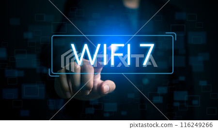 Futuristic concept of advanced WiFi 7 technology. Futuristic concept of advanced WiFi 7 technology. 116249266