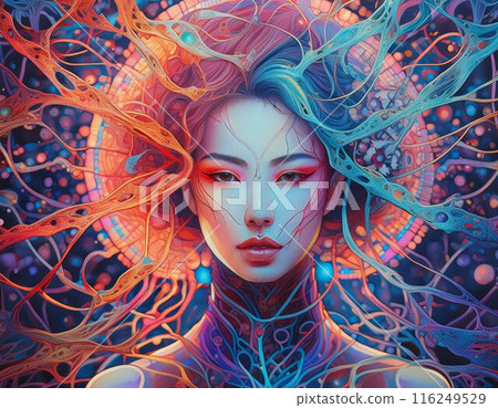 A humanoid brain with neural network. ai artificial intelligence. 116249529