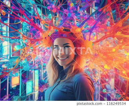 A humanoid brain with neural network. ai artificial intelligence. 116249534