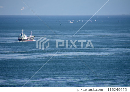 Cargo ships and fishing boats heading to Hiuchi Nada from the Kurushima Strait 116249653