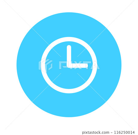 Simple light blue clock icon 116250014