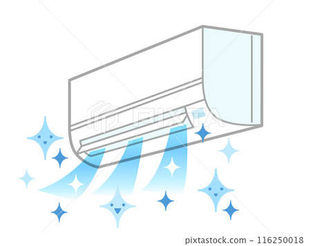 Illustration of a cooler or air conditioner with clean air after cleaning Illustration of a cooler or air conditioner with clean air after cleaning 116250018
