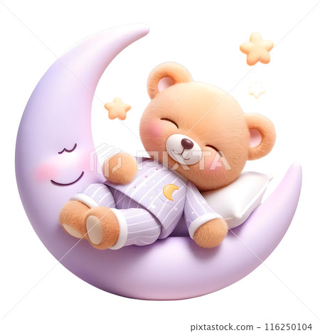 3d teddy bear sleep on the moon 116250104