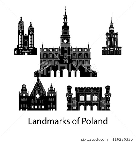 set of Poland famous landmark silhouette style set of Poland famous landmark silhouette style 116250330