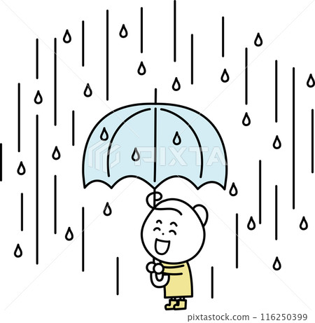 Smiling girl in the heavy rain Smiling girl in the heavy rain 116250399