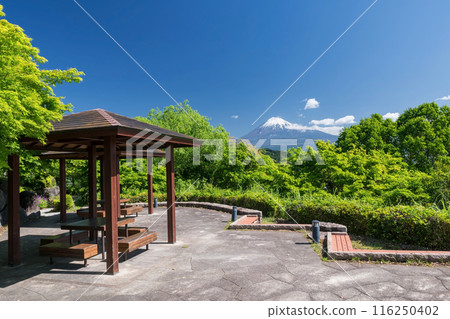 Fujigawa service rest area with mount Fuji with blue sky, Shizuoka Fujigawa service rest area with mount Fuji with blue sky, Shizuoka 116250402