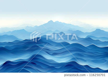 Mountain silhouette and blue wave background 116250701