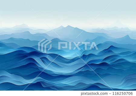 Mountain silhouette and blue wave background 116250706