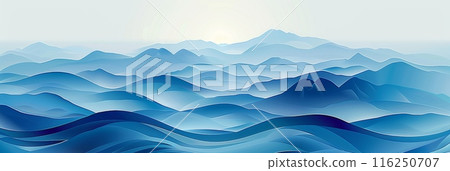 Mountain silhouette and blue wave background 116250707