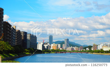 A riverside promenade in Hiroshima under the summer sunshine A riverside promenade in Hiroshima under the summer sunshine 116250773