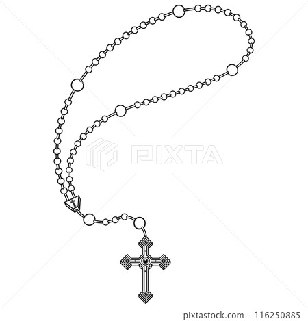 Rosary with cross of the Christian religion 116250885