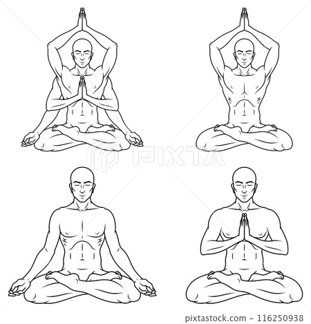 Man meditating in lotus flower position Man meditating in lotus flower position 116250938