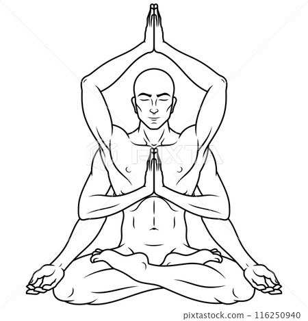 Man meditating in lotus flower position 116250940