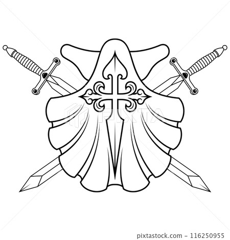 Cross of the Apostle Santiago with venera 116250955