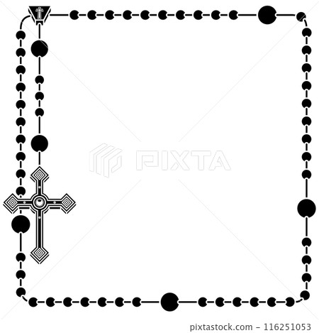 Photo frame with Catholic rosary 116251053