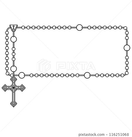 Photo frame with Catholic rosary 116251068