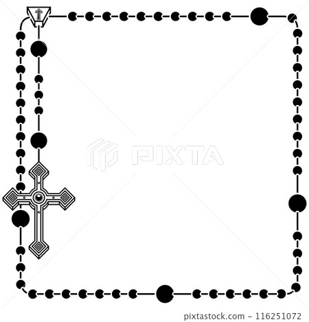 Photo frame with Catholic rosary 116251072