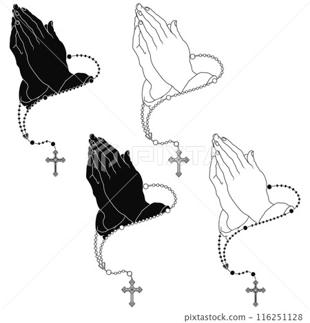 Praying hands with Christian rosary Praying hands with Christian rosary 116251128