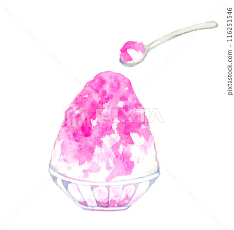 Shaved ice (strawberry syrup) Hand-drawn watercolor illustration of food 116251546