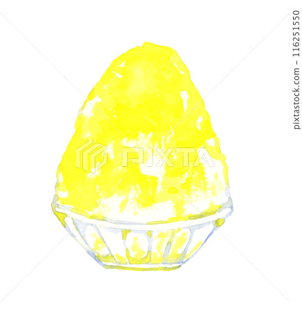 Shaved ice (lemon syrup) Hand-drawn watercolor illustration of food and cuisine 116251550
