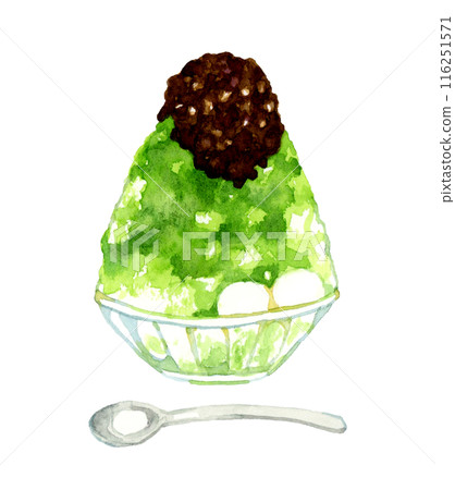 Shaved ice (Uji Kintoki) Hand-drawn watercolor illustration of food and cuisine Shaved ice (Uji Kintoki) Hand-drawn watercolor illustration of food and cuisine 116251571