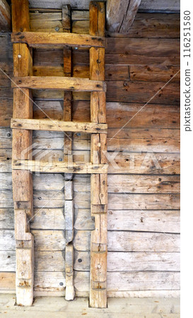 wooden ladder and wall fisherman house in Bergen, Norway 116251580