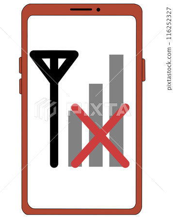 Antenna 1 (out of range 1) displayed inside a smartphone (red) (screen transparent) 116252327