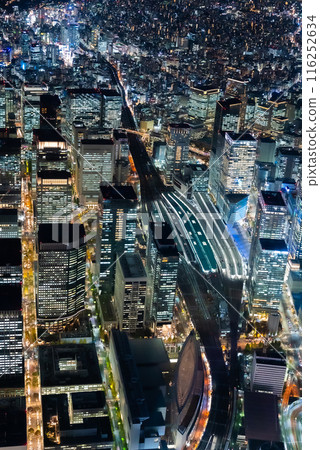 Aerial view of Tokyo Station at Tri-light time Aerial view of Tokyo Station at Tri-light time 116252634